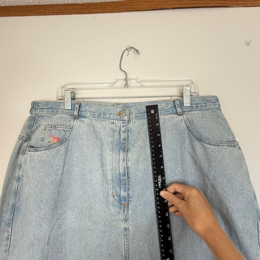 Susan Bristol Women's Beaded Floral Denim Straight Skirt Sz 16W NWT Vintage FLAW - Picture 5 of 13
